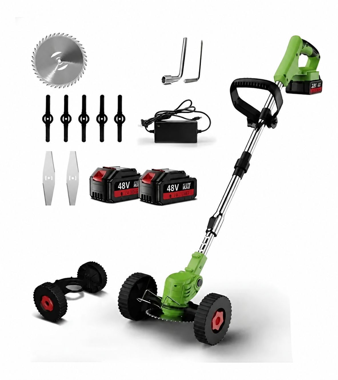 Voltia GreenCut, desbrozadora inalámbrica con rueda y 3 cuchillas