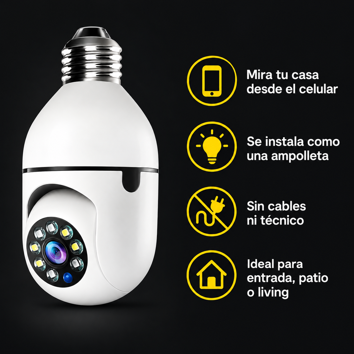 Beneficios de la CamLight: mira tu casa desde el celular y se instala como una ampolleta