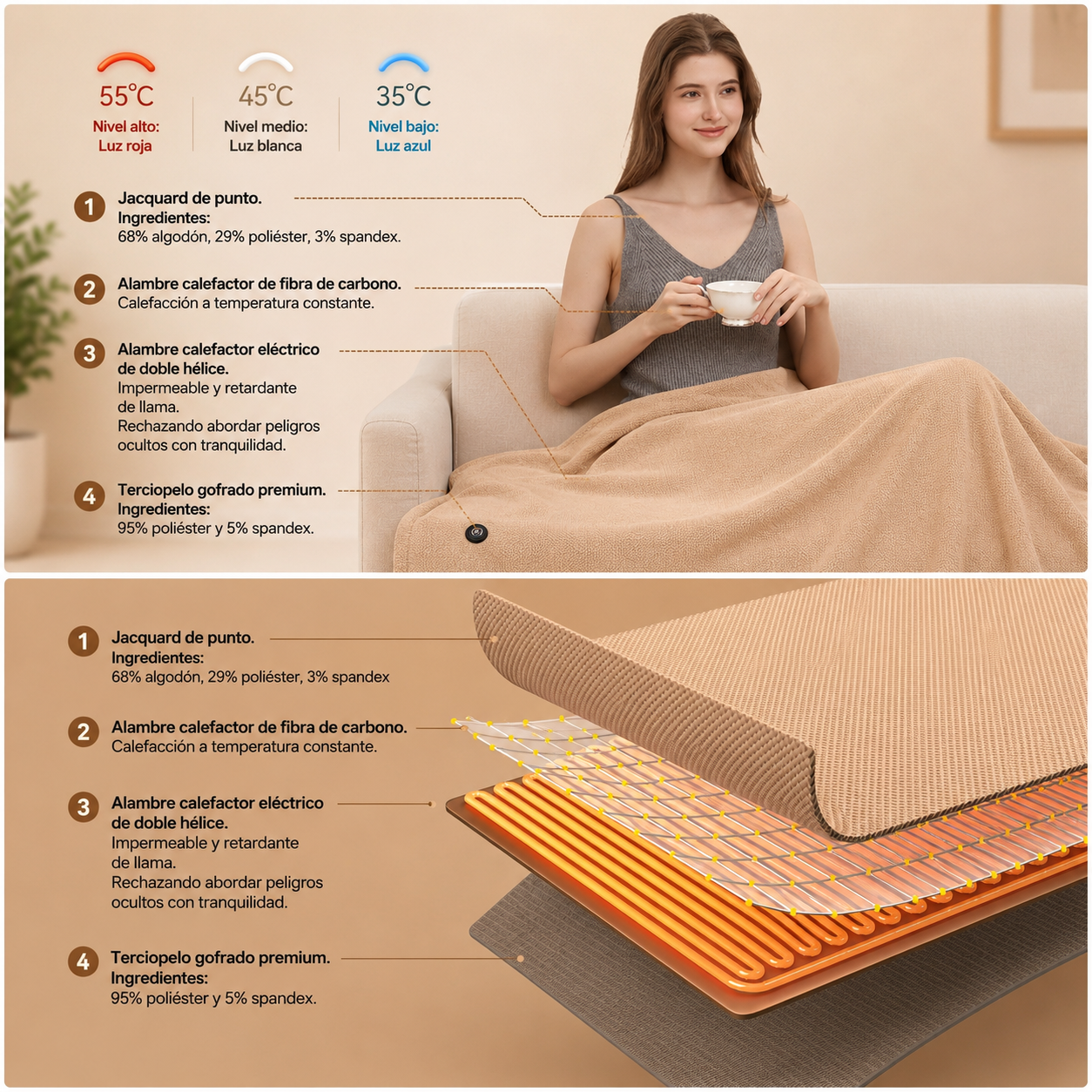 Voltia Warm Cape Manta Especificaciones